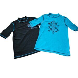 Cherokee Kids Rash Guard Shirts Set L (12/14) Blue & Black Recycled Fabric Light